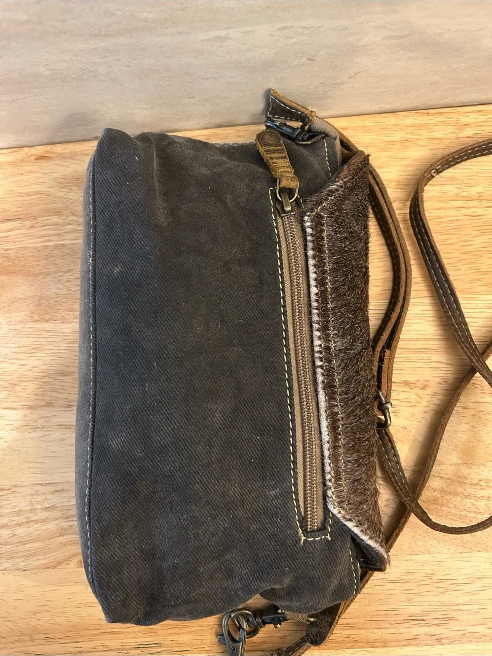 Myra Bag Gray Clandestine Crossbody Cowhide Leather